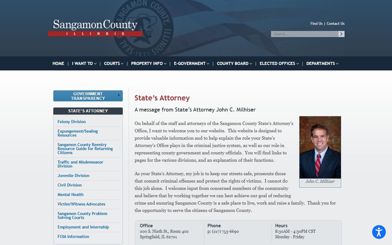 Sangamon County State's Attorney court records after jail arrest charging role
